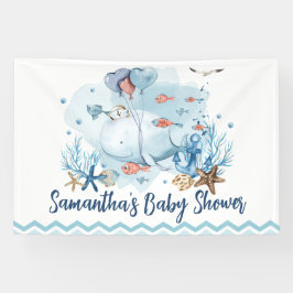 Cute Nautilus Walvis Baby Shower Welkom Achtergron Spandoek