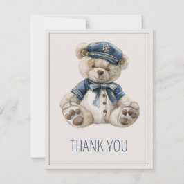 Cute Nautische Blauwe Babybeer Baby Shower Bedankkaart