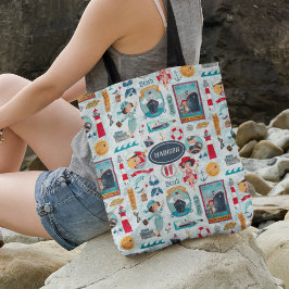 Cute nautische blauwe rode oceaan meisjesachtige t tote bag