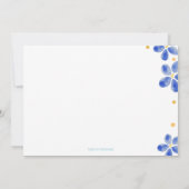 Cute Navy and White Old woman met rietbloem Kaart (Achterkant)