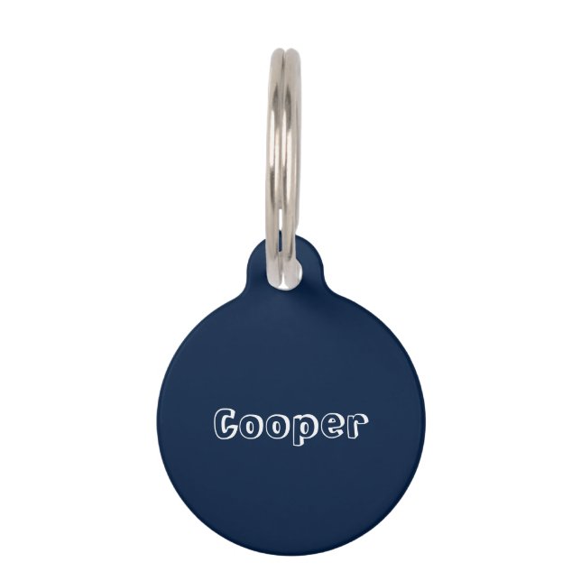 Cute navy blue aangepaste naam contact info dog ca huisdierpenning (Voorkant)