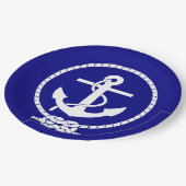 Cute Navy Blue Anchor Nautical Papieren Bordje (Gekanteld)