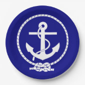 Cute Navy Blue Anchor Nautical Papieren Bordje (Voorkant)