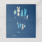 Cute Navy Blue Baby Illustration Baby shower Plaatskaartje (Buitenkant ongevouwen)