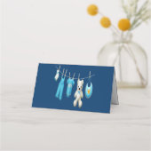 Cute Navy Blue Baby Illustration Baby shower Plaatskaartje (Achterkant)