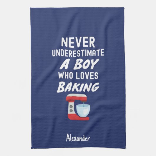 Cute Navy Blue Baking Gift For Kids Little Boy Theedoek (Verticaal)