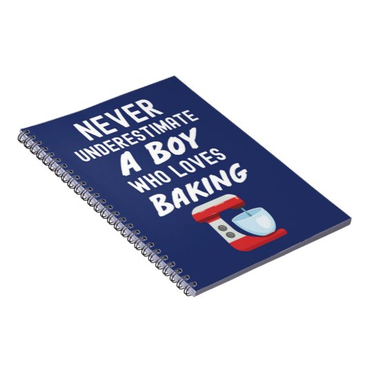 Cute Navy Blue Baking Gifts For Baby Boy Kid Baker Notitieboek (Rechterzijde)