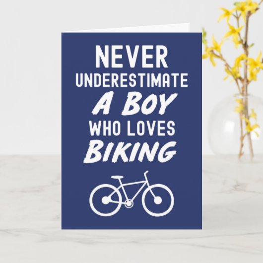 Cute Navy Blue Biking Cards For Baby Boys Kids Kaart (Gele Bloem)