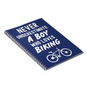 Cute Navy Blue Biking Gifts For Baby Boys Kids Notitieboek (Rechterzijde)
