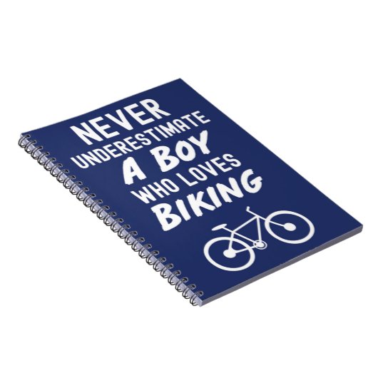 Cute Navy Blue Biking Gifts For Baby Boys Kids Notitieboek (Rechterzijde)