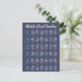 Cute Navy Blue & Blush Pink Ukulele Chord Chart Briefkaart (Staand voorkant)