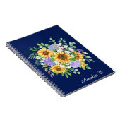 Cute Navy Blue Boho Wildflowers Notebook Journal Notitieboek (Rechterzijde)