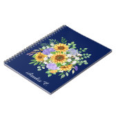Cute Navy Blue Boho Wildflowers Notebook Journal Notitieboek (Linkerzijde)