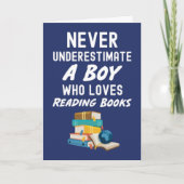 Cute Navy Blue Book Reading Cards For Baby Boy Kid Kaart (Voorkant)