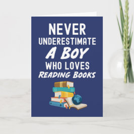 Cute Navy Blue Book Reading Cards For Baby Boy Kid Kaart