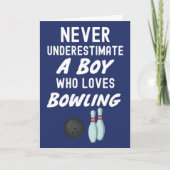 Cute Navy Blue Bowling Cards For Baby Boys Kids Kaart (Voorkant)
