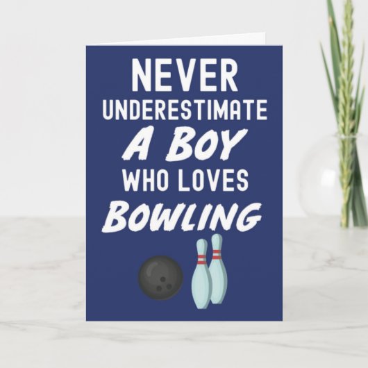 Cute Navy Blue Bowling Cards For Baby Boys Kids Kaart (Voorkant)