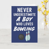 Cute Navy Blue Bowling Cards For Baby Boys Kids Kaart (Gele Bloem)