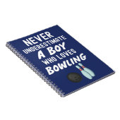 Cute Navy Blue Bowling Gifts For Baby Boys Kids Notitieboek (Rechterzijde)