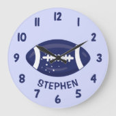 Cute Navy Blue Boys Football Bedroom Wall Grote Klok (Voorkant)