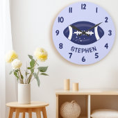Cute Navy Blue Boys Football Bedroom Wall Grote Klok
