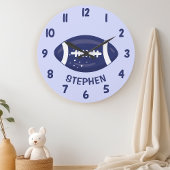Cute Navy Blue Boys Football Bedroom Wall Grote Klok