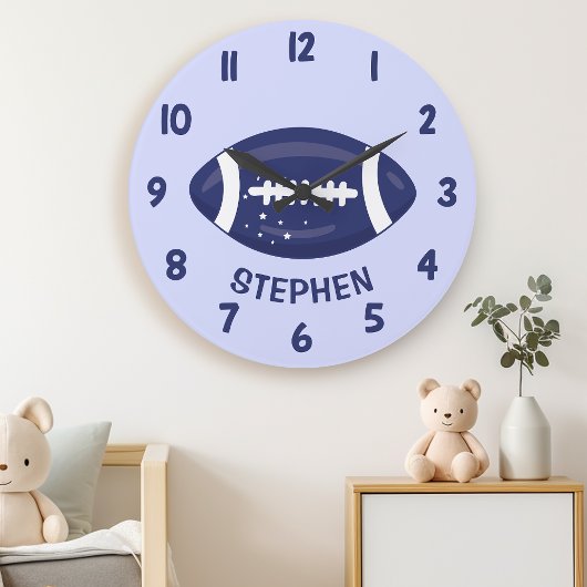 Cute Navy Blue Boys Football Bedroom Wall Grote Klok