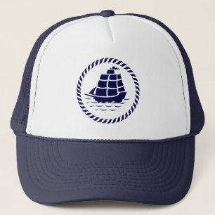 Cute Navy Blue en White Nautical Boat Trucker Pet