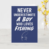 Cute Navy Blue Fishing Cards For Baby Boys Kids Kaart (Gele Bloem)