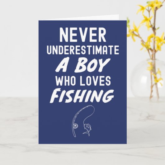 Cute Navy Blue Fishing Cards For Baby Boys Kids Kaart (Gele Bloem)