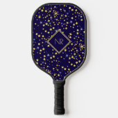 Cute Navy Blue Galaxy Stars Celestial Pickleball Paddle (Voorkant)