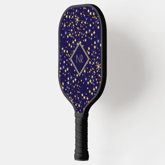 Cute Navy Blue Galaxy Stars Celestial  Pickleball Paddle (Links)