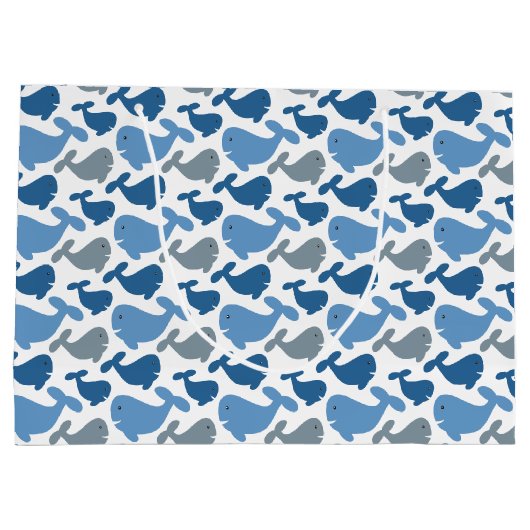 Cute Navy Blue Gray Whale Groot Cadeauzakje (Achterkant)