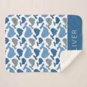 Cute Navy Blue Gray Whale Personalized Boy Sherpa Deken (Voorkant (horizontaal))