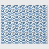 Cute Navy Blue Grey Whale Kinder Cadeaupapier (Vlak)