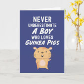 Cute Navy Blue Guinea Pig Cards For Baby Boys Kids Kaart (Gele Bloem)