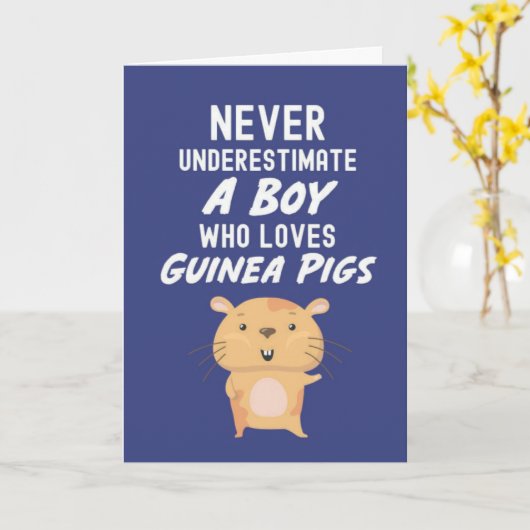 Cute Navy Blue Guinea Pig Cards For Baby Boys Kids Kaart (Gele Bloem)