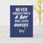 Cute Navy Blue Horse Cards For Baby Boys Kids Farm Kaart (Gele Bloem)