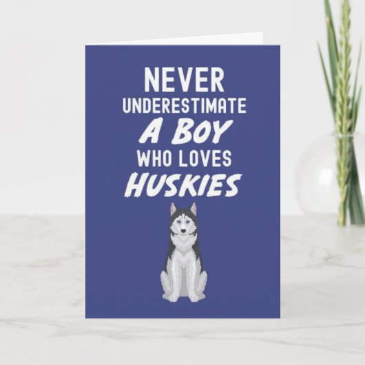 Cute Navy Blue Husky Cards For Baby Boys Kids Dog Kaart (Voorkant)
