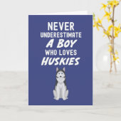 Cute Navy Blue Husky Cards For Baby Boys Kids Dog Kaart (Gele Bloem)