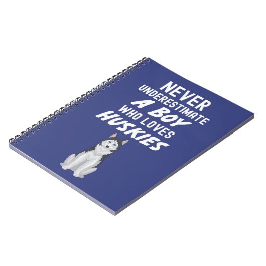 Cute Navy Blue Husky Gifts For Baby Boys Kids Dog Notitieboek (Linkerzijde)