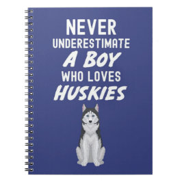 Cute Navy Blue Husky Gifts For Baby Boys Kids Dog Notitieboek