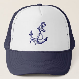Cute Navy Blue Nautical Boat Anchor 3 Trucker Pet