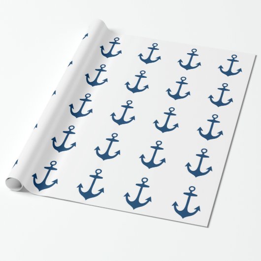 Cute Navy Blue Nautical Geïnspireerd Cadeaupapier (Uitgerold)