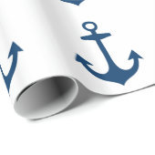 Cute Navy Blue Nautical Geïnspireerd Cadeaupapier (Rol Hoek)