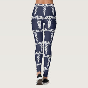 Cute Navy Blue Nurse Medical Symbool Leggings