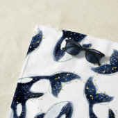 Cute Navy Blue Orca Whale Persoonlijke Kinderen Strandlaken (In situ)