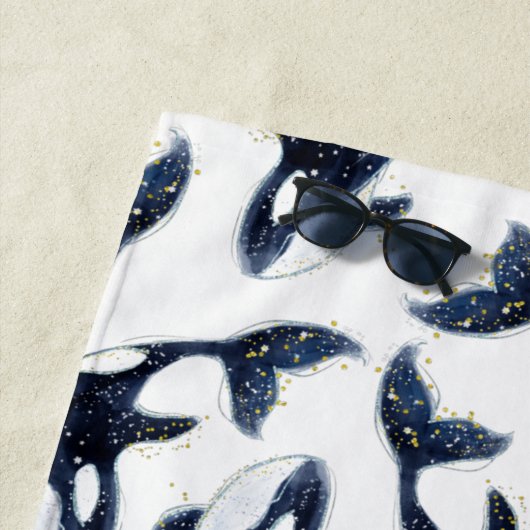 Cute Navy Blue Orca Whale Persoonlijke Kinderen Strandlaken (In situ)