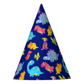 Cute Navy Blue Pattern Dinosaur Birthday Feesthoedjes (Voorkant)