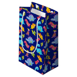 Cute Navy Blue Pattern Dinosaur Birthday Klein Cadeauzakje